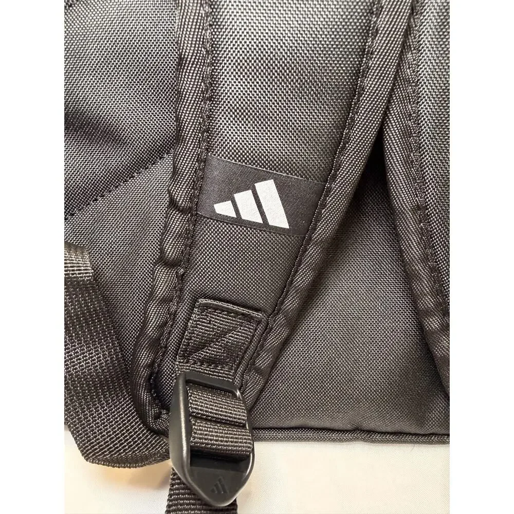 Adidas Classic Backpack Black Gold Logo Laptop School Travel Gym Bookbag NWT